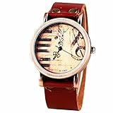 Vintage Piano Music Watch Brown Genuine Leather Vintage Classic Watch,Watch Gift