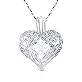 LGSY Angel Wings Heart Cage Pendants for Pearl Jewelry Making Sterling Silver, Design Cage Pendants for Women