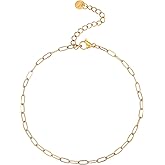 foyjoey Dainty Ankle Bracelets for Women 18K Gold Plated Satellite Beaded Herringbone Lip Chain Anklets Simple Minimalist Summer Beach Foot Jewelry Christmas Gifts