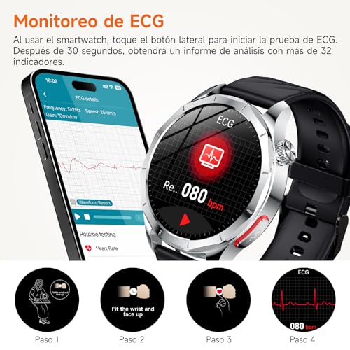 Lgnitek 2026 New ECG Smart Watch Man with HRV/BMI/Blood Pressure, 1.43" AMOLED Smartwatch with 24H Heart Rate Monitor SpO2 Body Temperature Sleep Monitor, Activity Bracelet for Android iOS