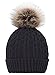 Arctic Paw Sherpa Lined Knit Faux Fur Pom Pom Beanie,Black