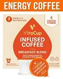 VitaCup Breakfast Blend Energy Blend Coffee Pods 16ct | Keto | Paleo | Whole30 | Vitamins B15, B5, B6, B9, B12, D3 | Compatible with K-Cup Brewers Including Keurig 2.0 | Light Roast