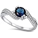 Oxford Diamond Co Round Simulated Blue Sapphire & White Cubic Zirconia .925 Sterling Silver Ring Size 8