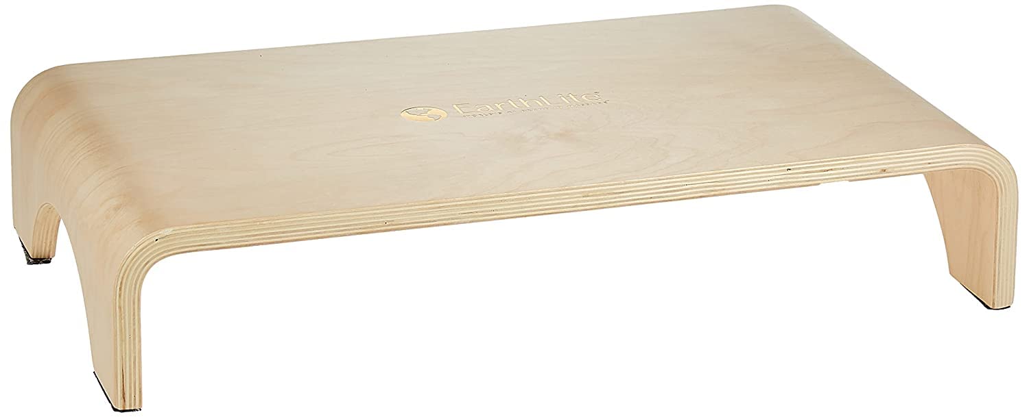 EARTHLITE Wooden Step Stool - 10cm High, Large Surface, Strong & Stable Bed Step, Foot Stool, Massage Step-Up
