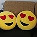 Dolphineshow 35cm Emoji Smiley Emoticon Yellow Round Cushion Pillow Stuffed Plush Soft Toy (Heart eyes)