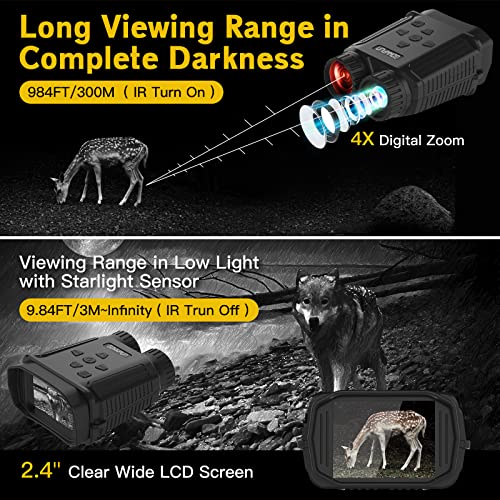 GOWWPUN Mini Night Vision Binoculars - Digital Infrared Night Vision and Day Binoculars Goggles 984FT Viewing for Adults/Hunting,Take Photos/Video,Include 4in1 Card Reader,32GB SD Card