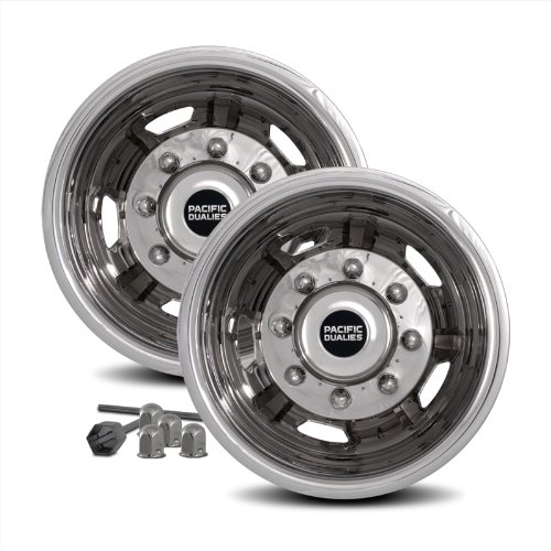 Pacific Dualies 30-3708 17 Inch Polished Stainless Steel Wheel Simulator Rear-Axle Kit with 8 Lug and 5 Vent Hole for 2011-2014 Chevy GMC 3500 Truck and Van