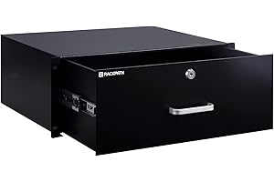 RackPath 4U Rack Mount Drawer for 19 Inch AV/Network/DJ Equipment Racks or Cabinets with Lock and Key