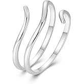 MUNDELL 925 Sterling Silver Simple Multi-layer Leaf Adjustable Ring Green Lucky Leaves Statement Ring for Women Promise Ring Fine Jewelry