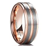 King Will DUO 8mm Unisex Rose Gold Tungsten Carbide Wedding Band Ring Grooved Center High Polish Comfort Fit