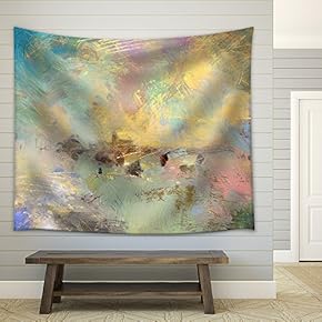 Scratched Acrylic and Oil Paints Layers - sgraffito - Fabric Wall Tapestry Home Decor - 51x60 inches