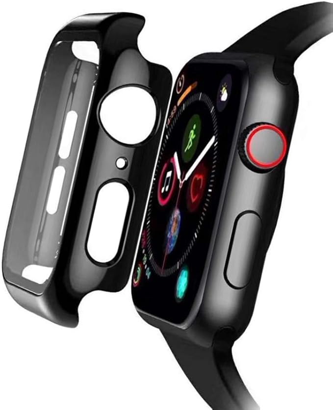 Simsmart Tempered Glass Screen Protector Case for Apple Watch 44mm 40mm Series 6/5 / 4 / SE 