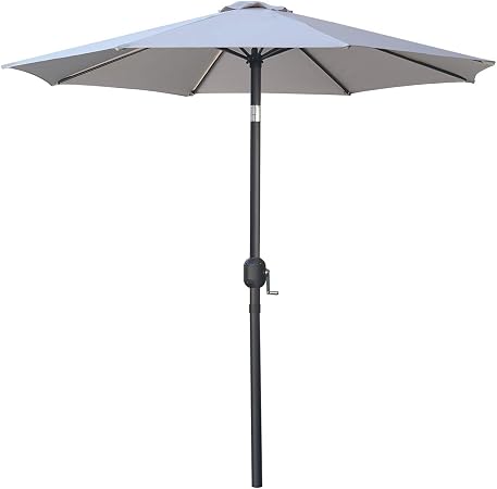 Amazon Com 7 5 Patio Umbrella Table Market Umbrella With Push Button Tilt For Garden Deck Backyard And Pool 8 Ribs 13 Colors Light Gray Garden Outdoor