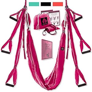 Yoga4You Aerial Yoga Swing Set – Yoga Hammock Swing – Trapeze Yoga Kit – 2 Extension Straps – Wide Flying Yoga Inversion Tool – Antigravity Ceiling Hanging Yoga Sling – Adult Kids Arial