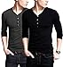 Neonysweets Mens Long Sleeve Henley Shirts 2 Packs Black Grey Size L