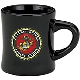 M. Cornell, Inc. United States Marine Corps Decal Logo Black 8 Ounce Stoneware Military Branch Diner Mug