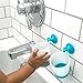 Puj – Phillup Cups, Hangable, Rinse-and-Play Reusable Plastic Cups, Fun Cups for Kids, Set of 2 Kids Cups with 2 Grippy Hooks (Azul - 2Pack)