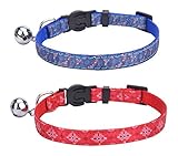 BINGPET 2 pcs/set Nylon Personalized Adjustable Cat Breakaway Collar With Bell
