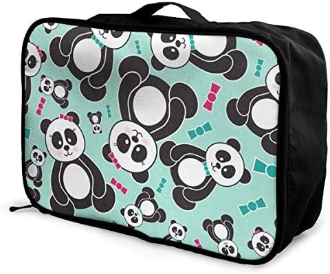 Travel Duffel Bag Waterproof Fashion Lightweight Large Capacity Portable Luggage Bag (Panda Bears)