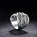 Mytys Silver Wide Statement Rings Vintage Cable Wire Crossover Band Rings for Women Men 20mm Wide