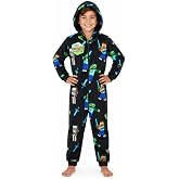 Minecraft Boys Fleece Hooded One-Piece Pajamas, Warm Fleece Hooded Loungewear Suit for Boys - Gifts for Gamers
