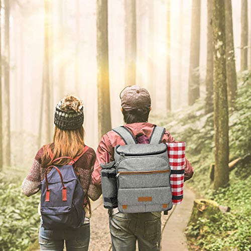 Upgraded Picnic Backpack 2020 Model (4 Person) - 100% Insulated - Temperature Controlled - Waterproof Blanket & Full Cutlery Set
