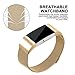 iGK Milanese Replacement Bands Compatible for Fitbit Charge 2, Stainless Steel Metal Bracelet with Unique Magnet Clasp Gold Small