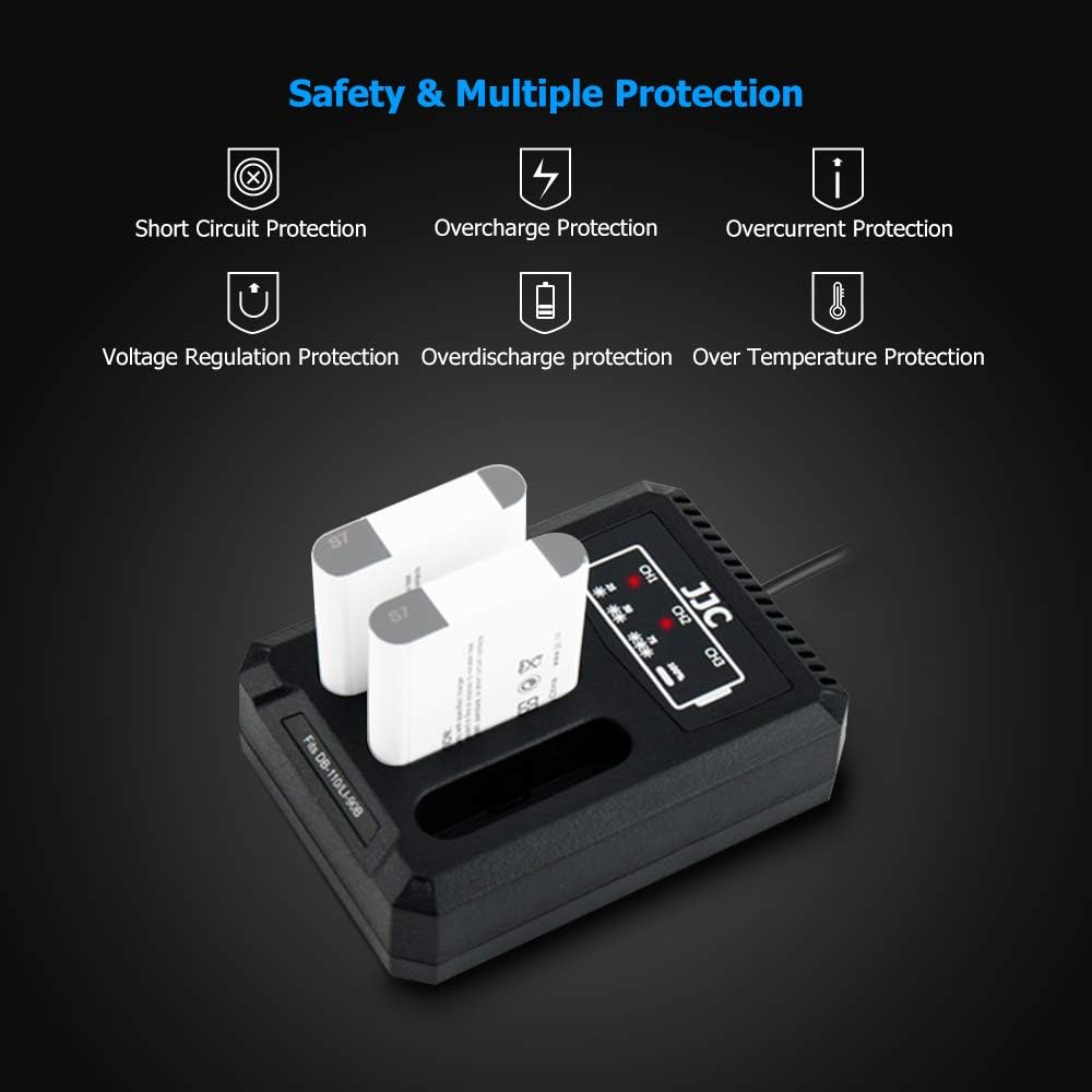 JJC USB Triple Camera Battery Charger Adapter for Ricoh DB-110 Battery on GRIII for Olympus LI-90B Battery Camera Battery Chargers - Image 3