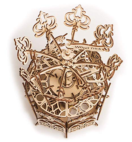 Wood Trick Wooden Carousel Horse Toy, Merry-Go-Round Model - 3D Wooden Puzzle for Adults and Kids