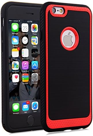 iPhone 6s Case,iPhone 6 Case,Geminiman Flexible Slim Fit Heavy Duty Protection Rugged Shock-Absorption and Anti-Scratch Protective Cover For Apple iPhone 6S/6 4.7 inch(Black&amp;Red)