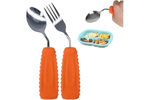 EZ Assistive Adaptive Weighted Utensils Set – Spoon and Fork for Hand Tremors, Parkinson’s, Elderly, and Arthritis – Adaptive Eating Utensils for Weak Grip and Limited Mobility