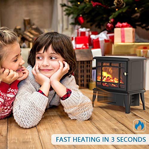 500w Small Desktop Fireplace Heater with 3D Realistic Flame Effect, Portable Electric Safe Heater for Indoor Use, Over-heat Protection, Decoration for Home Office, A Great Gift for Winter Festival