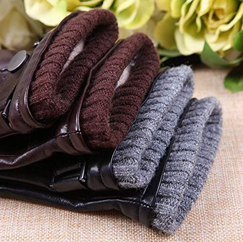 Men's Texting Touchscreen Winter Warm Nappa Leather Daily Dress Driving Gloves Wool/Cashmere Blend Cuff (10, Black (Cashmere&Wool Blend Lining))