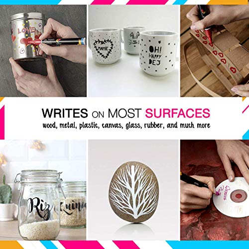 image for Zenacolor 12 Paint Pens for Rock Painting, Wood, Metal, Plastic, Canva