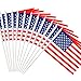 Anley US National United States Mini Flag 12 Pack - Hand Held Small Miniature American Flags on Stick - Fade Resistant & Vivid Colors - 5x8 Inch with Solid Pole & Spear Top