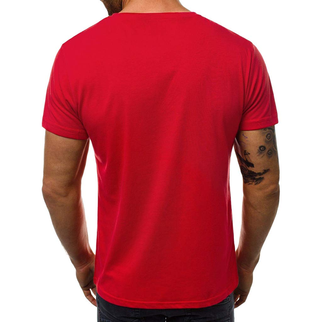 Fitfulvan Fashion Men's Blouse Casual Slim Letter Printed Short Sleeve T Shirt Top - Image 3