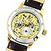 YouYouPifa Brilliant Hand-Winding Mechanical Golden Dial Brown PU Leather Band Watch NBW0FD5533-SS3