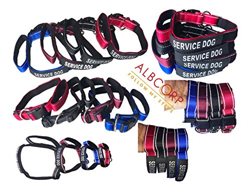 ALBCORP Reflective Dog Collar with Control Handle and Service Dog Patch, Woven Nylon, Comfy Neoprene Padding for Training or Walking Your Service Animal, Large, Black - Thumbnail 7