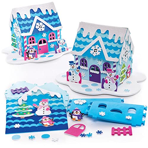 Baker Ross Maison Noel Kit motif Bonhomme de Neige - Lot de 2, Kit Deco de Noel (FX292)