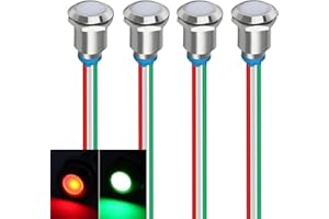 Gebildet Bi-Color(Green&Red) 12mm(1/2 inch) Energy Saving Indicator Light, 12mm 2 Color LED Light 12V/24V/ 20mA Panel Mount Light for Car Truck Boat Auto Part(Pack of 4)
