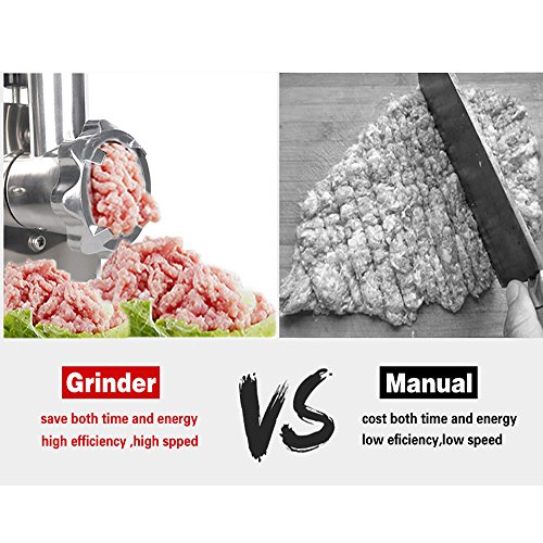 Meat Grinder Electric, iPstyle Heavy Duty Stainless Steel Food Grinder Machine Tool Set with Attachment Designed, Effortlessly Grind for Pasta Meat Vegetables Fruits 1200W - Thumbnail 3