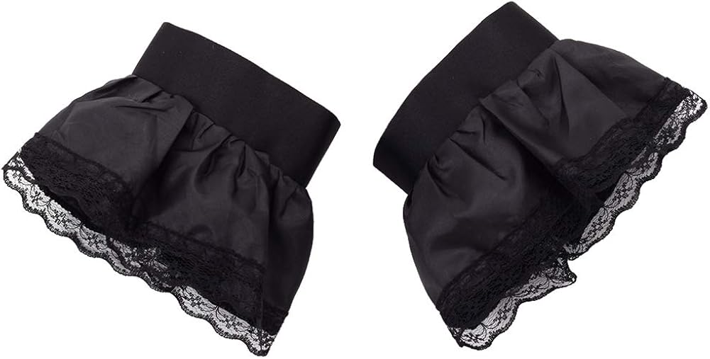 BLESSUME Colonial Lace Jabot Cuffs Costume Accessory, Little Black Cuffs Set - Image 3