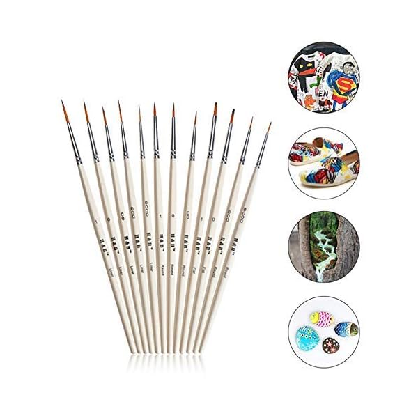 Queta Set 12 Pinselset Malen Künstlerpinsel Acrylpinsel Halten Sie eine feine Spitze und Feder für Öl, Aquarell, Acryl… – Bild 8