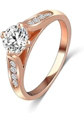AnaZoz Jewelry Women 18K Rose Gold /Platinum Plated Austrian Crystal SWA Elements Wedding Ring