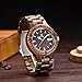 LeeEv Mens Wooden Watch, Wood Wrist Watch Handcrafted Sandalwood Vintage Calendar Analog Quartz Wooden Watches Gifts for Men