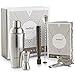 VonShef Manhattan Cocktail Shaker Set with Recipe Guide, Stainless Steel, Includes Twisted Bar Spoon, Hawthorne Strainer, 0.5 Ounce 1 Ounce Measuring Jigger, Wooden Muddler, 19 Ounce Shaker