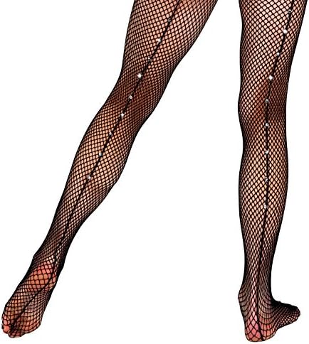 Adult Single Use Footed Fishnet Tights with Rhinestone Back Seam,9133,multi-colored,One-Size