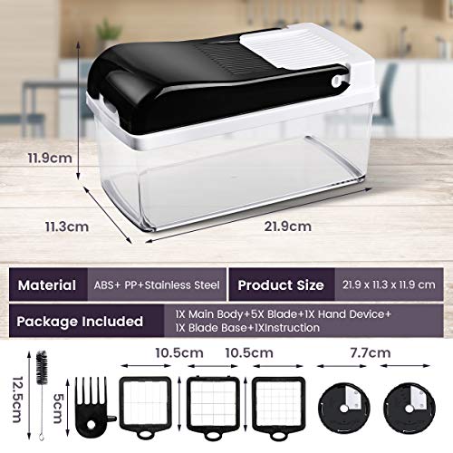 Vegetable Chopper Mandoline Slicer Spiralizer,Godmorn Onion Tomato Potato Food Cutter Dicer Veggie Chopper, Ribbon and Spiral Slicer with Container Holder, 5 in 1 ABS Anti-slip Salad Kitchen Gadget - Thumbnail 5
