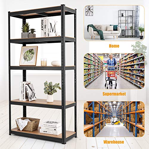 Tangkula Metal Storage Shelves, Heavy Duty Steel 5 Tier Utility Shelves