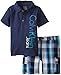 Calvin Klein Little Boys' Navy Polo Top with Plaid Cargo Short